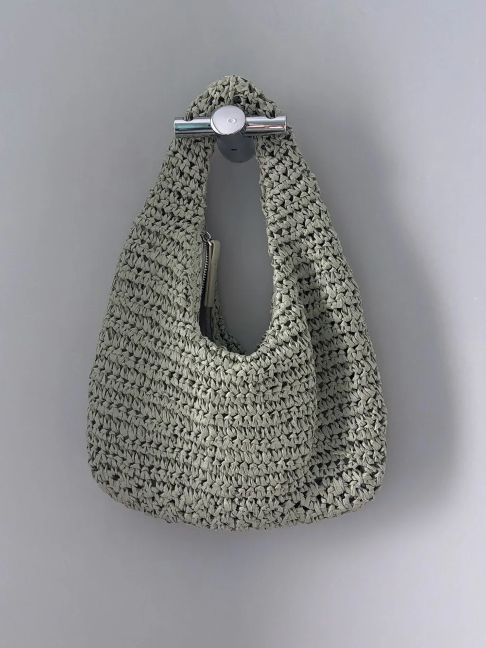Antik Kraft Crochet Hobo Bag in Sage